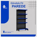 Gôndola Parede Preta Continuação 1,70m com 5 Bandejas Etiqueta Azul - 39513