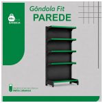 Gôndola Parede Preta Continuação 1,70m com 5 Bandejas Etiqueta Verde - 39511