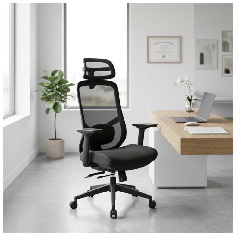 Cadeiras Escritório Cadeira Presidente Ergonômica Premium com Ajuste 3D e Tela Mesh Preta TOKYO - 32887