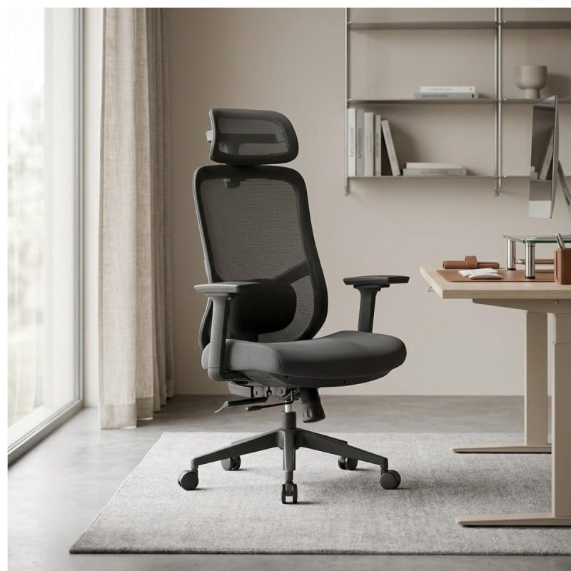Cadeiras Escritório Cadeira Presidente Ergonômica Premium com Ajuste 3D e Tela Mesh Preta TOKYO - 32887