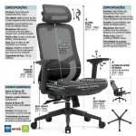 Cadeiras Escritório Cadeira Presidente Ergonômica Premium com Ajuste 3D e Tela Mesh Preta TOKYO - 32887