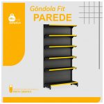 Gôndola Parede Preta Inicial 2,02m com 6 Bandeja Etiqueta Amarela - 39601