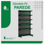 Gôndola Parede Preta Continuação 2,02m com 6 Bandeja Etiqueta Verde - 39507