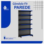 Gôndola Parede Preta Inicial 2,02m com 6 Bandeja Etiqueta Azul - 39603