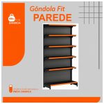 Gôndola Parede Preta Inicial 2,02m com 6 Bandeja Etiqueta Laranjada - 39605