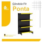 Gôndola PONTA Preta 1,37m com 4 Bandejas Etiqueta Amarela - 39416
