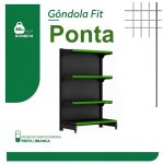 Gôndola PONTA Preta 1,37m com 4 Bandejas Etiqueta Verde - 39418