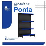 Gôndola PONTA Preta 1,37m com 4 Bandejas Etiqueta Azul - 39419