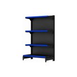 Gôndola PONTA Preta 1,37m com 4 Bandejas Etiqueta Azul - 39419