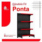 Gôndola PONTA Preta 1,37m com 4 Bandejas Etiqueta Vermelha - 39420