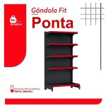 Gôndola PONTA Preta 1,70m com 5 Bandejas Etiqueta Vermelha - 39421