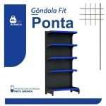 Gôndola PONTA Preta 1,70m com 5 Bandejas Etiqueta Azul - 39424
