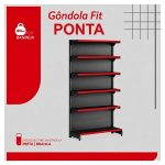 Gôndola PONTA Preta 2,02m com 6 Bandejas Etiqueta Vermelho - 39429