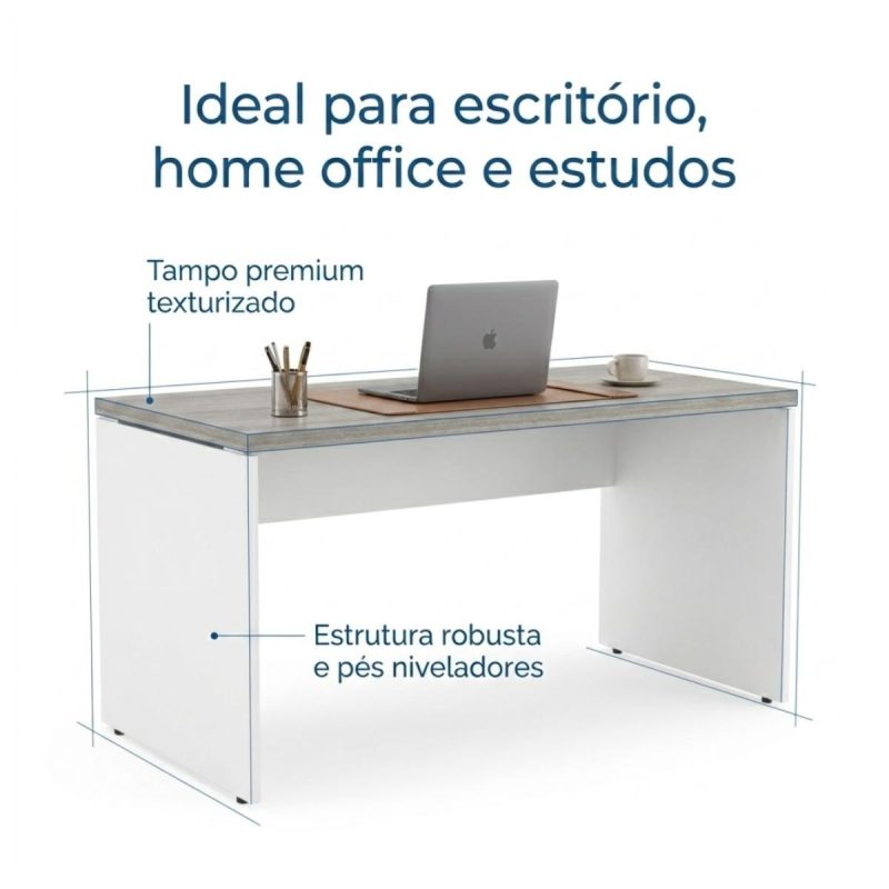 Sem categoria Mesa para Escritório Reta 1,70x0,70m - S/ Gavetas - Fresno / Branco - 71104