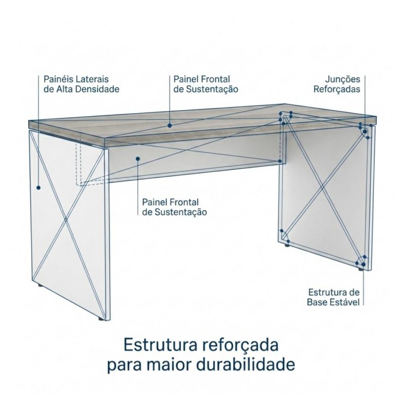 Sem categoria Mesa para Escritório Reta 1,70x0,70m - S/ Gavetas - Fresno / Branco - 71104