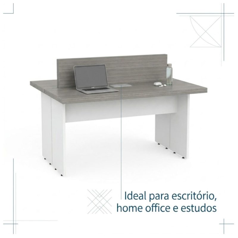 Sem categoria Mesa Estação de Trabalho 2,40x1,20m 04 Lugares s/ Gavetas c/ ponto para tomadas - Fresno / Branco - 71120