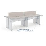 Sem categoria Mesa Estação de Trabalho 2,40x1,20m 04 Lugares s/ Gavetas c/ ponto para tomadas - Fresno / Branco - 71120