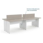 Sem categoria Mesa Estação de Trabalho 2,40x1,20m 04 Lugares s/ Gavetas c/ ponto para tomadas - Fresno / Branco - 71120