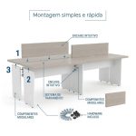 Sem categoria Mesa Estação de Trabalho 2,40x1,20m 04 Lugares s/ Gavetas c/ ponto para tomadas - Fresno / Branco - 71120
