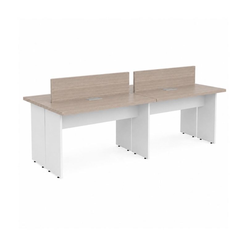 Sem categoria Mesa Estação de Trabalho 2,40x1,20m 04 Lugares s/ Gavetas c/ ponto para tomadas - Fresno / Branco - 71120