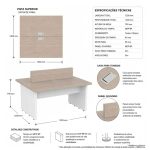 Sem categoria Mesa Estação de Trabalho 2,40x1,20m 04 Lugares s/ Gavetas c/ ponto para tomadas - Fresno / Branco - 71120